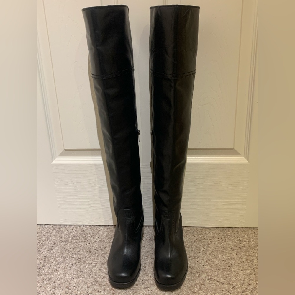 Frye Black Over the Knee Leather - Kendall Boots, size 7, Excellent condition!